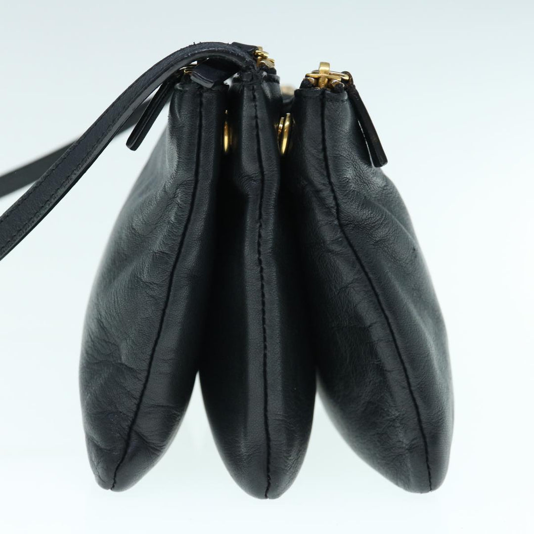 Celine Trio Shoulder Bag Leather Black  hk1006