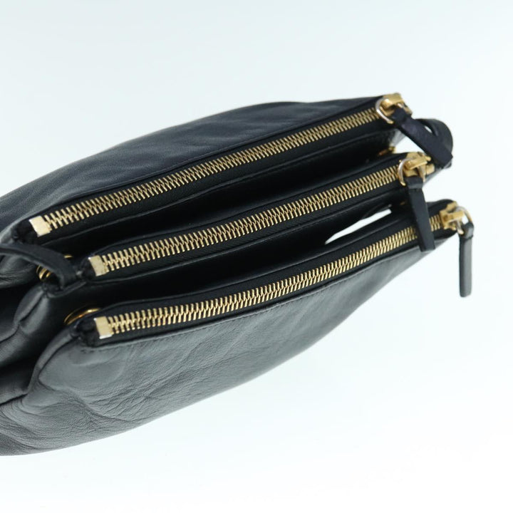 Celine Trio Shoulder Bag Leather Black  hk1006