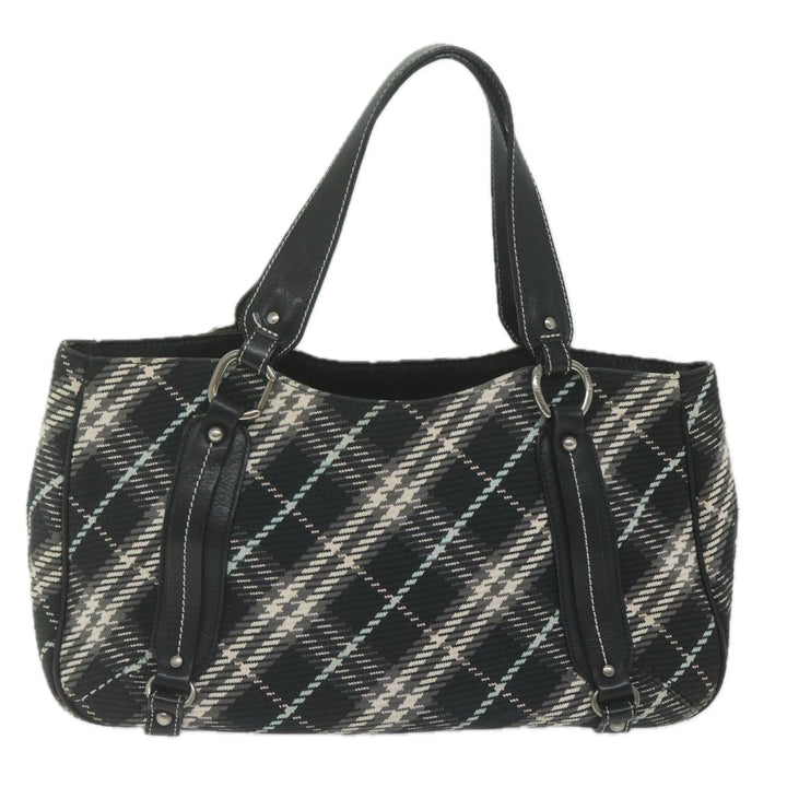 Burberry Nova Check Blue Label Tote Bag Canvas Black Auth hk1018