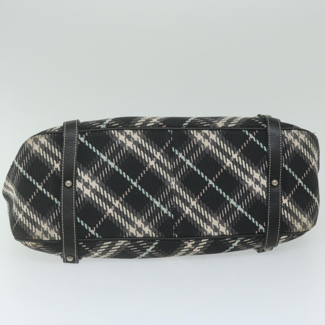 Burberry Nova Check Blue Label Tote Bag Canvas Black Auth hk1018
