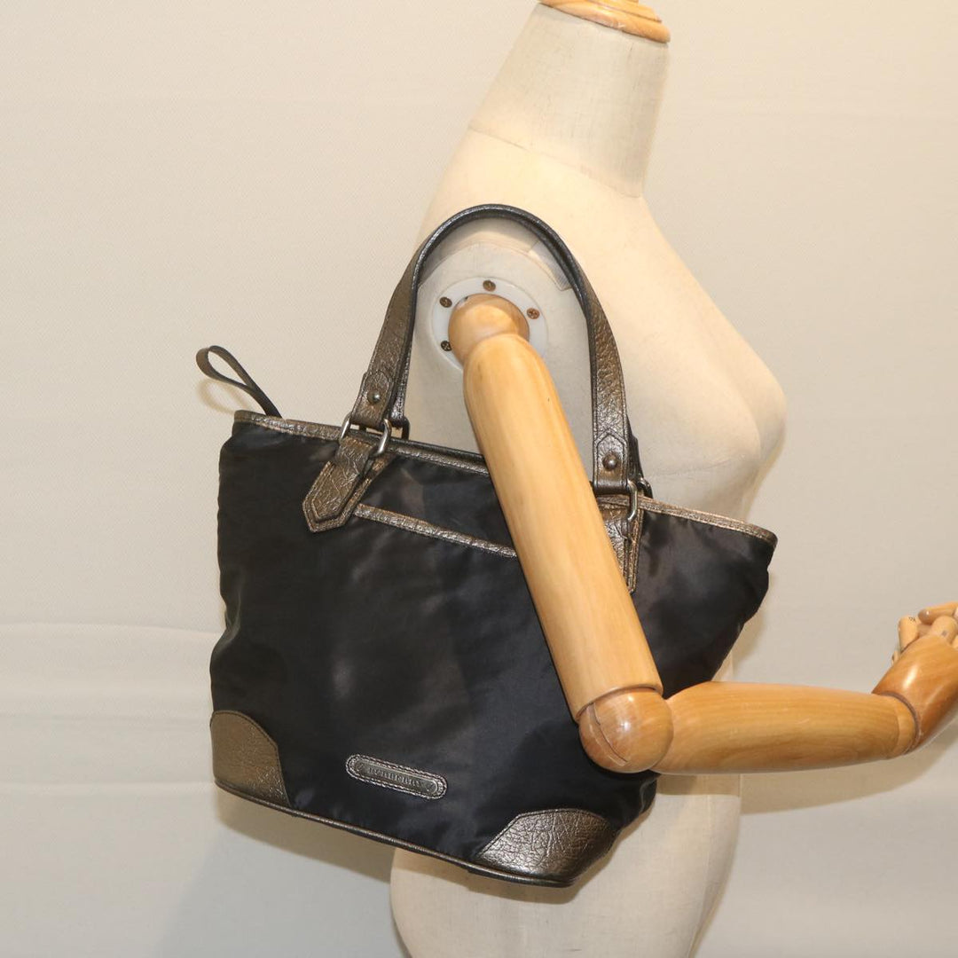 Burberry Hand Bag Nylon Black Auth hk1019