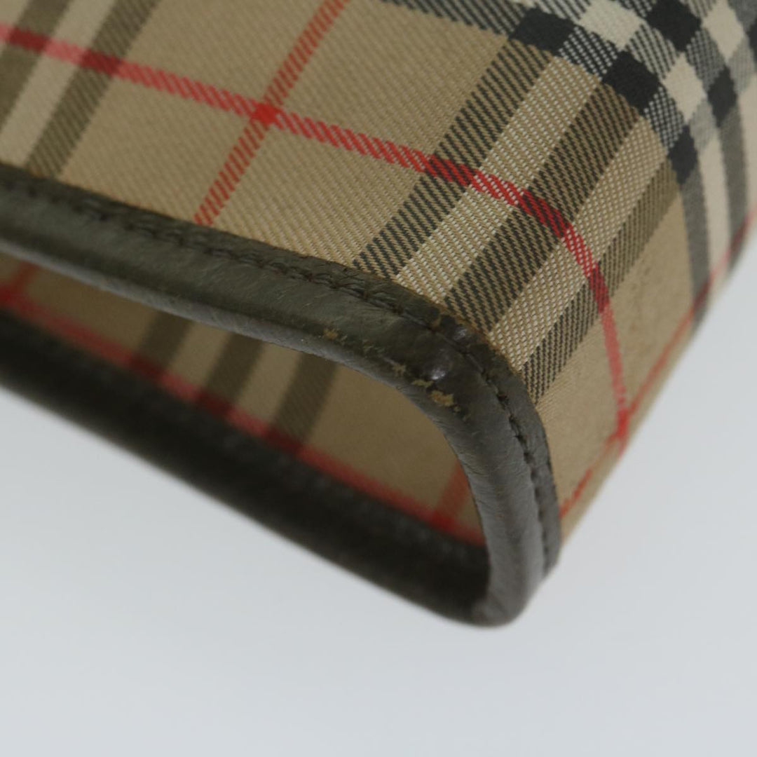 BurberrySs Nova Check Clutch Bag Nylon Canvas Beige Auth hk1022