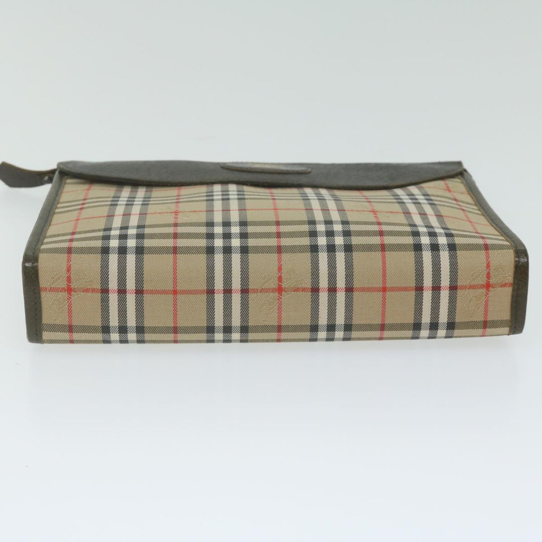 BurberrySs Nova Check Clutch Bag Nylon Canvas Beige Auth hk1022