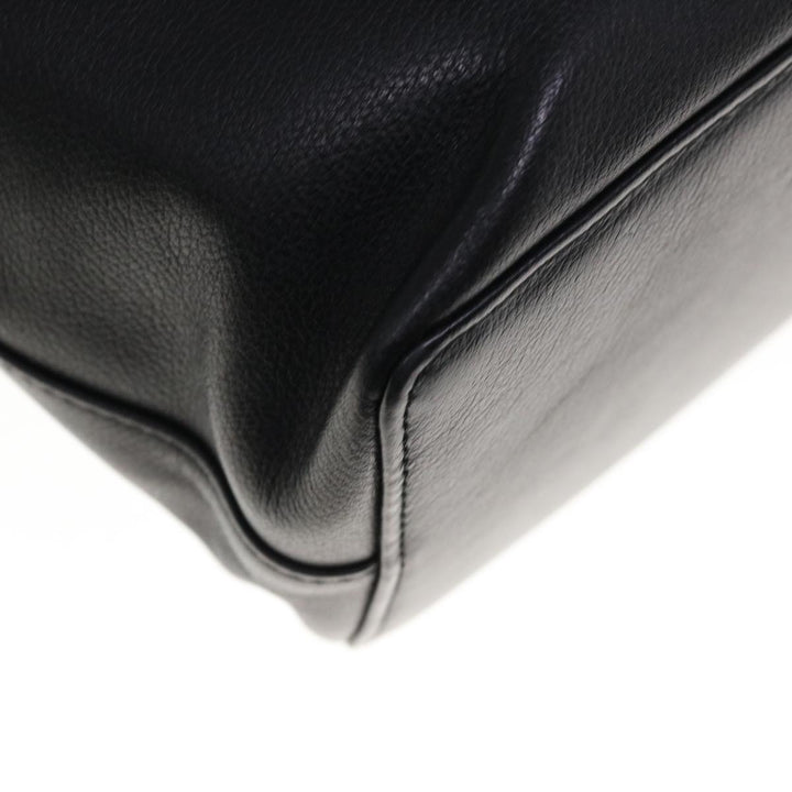 Burberry Hand Bag Leather Black Auth hk1097