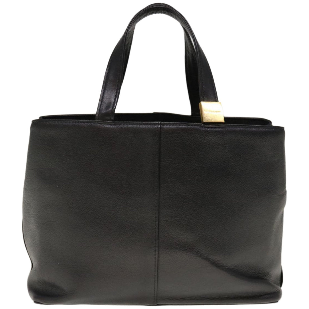 Burberry Hand Bag Leather Black Auth hk1097
