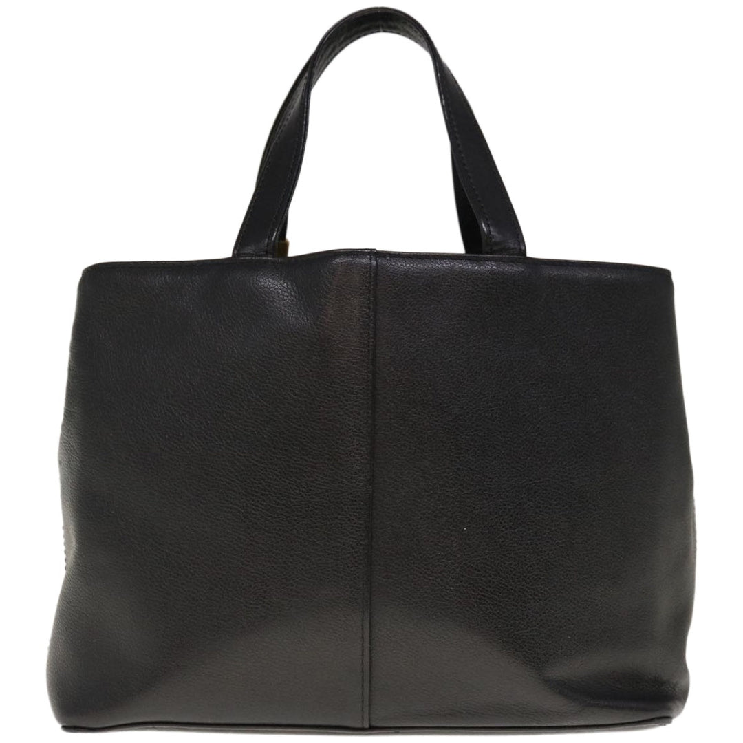 Burberry Hand Bag Leather Black Auth hk1097