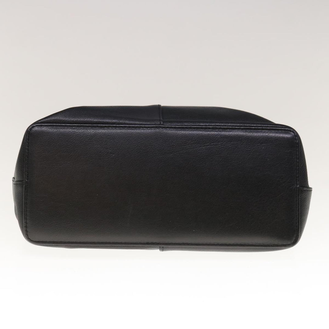 Burberry Hand Bag Leather Black Auth hk1097