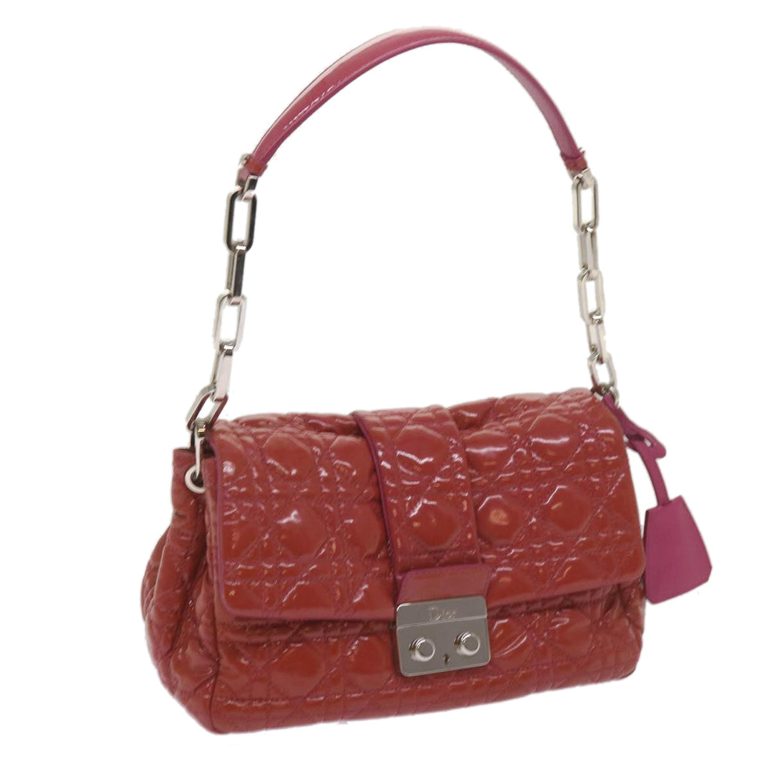 CHRISTIAN Top quality Dior Canage Newlock Shoulder Bag patent Red Auth hk1131