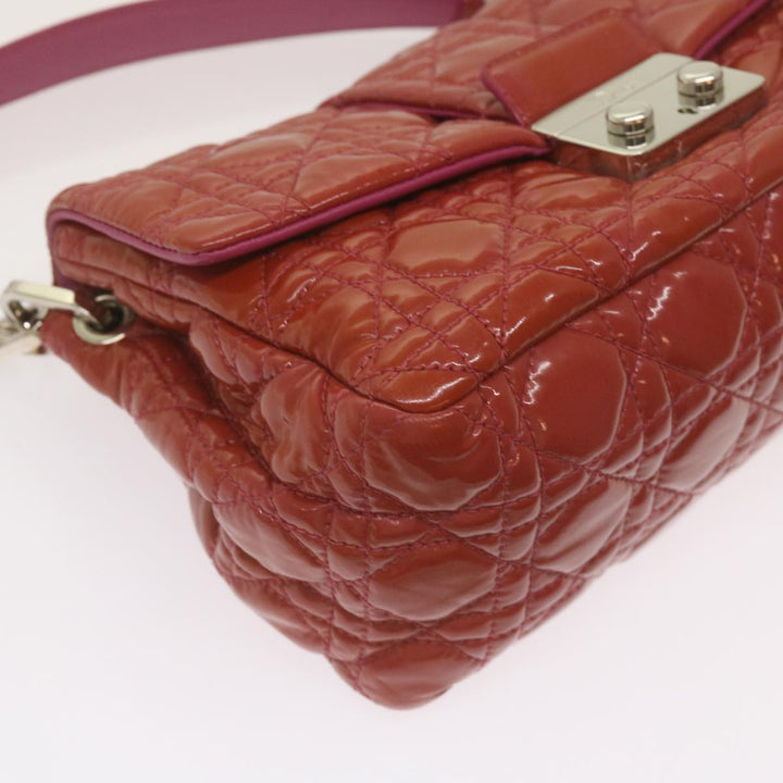 CHRISTIAN Top quality Dior Canage Newlock Shoulder Bag patent Red Auth hk1131