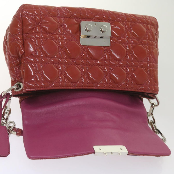 CHRISTIAN Top quality Dior Canage Newlock Shoulder Bag patent Red Auth hk1131