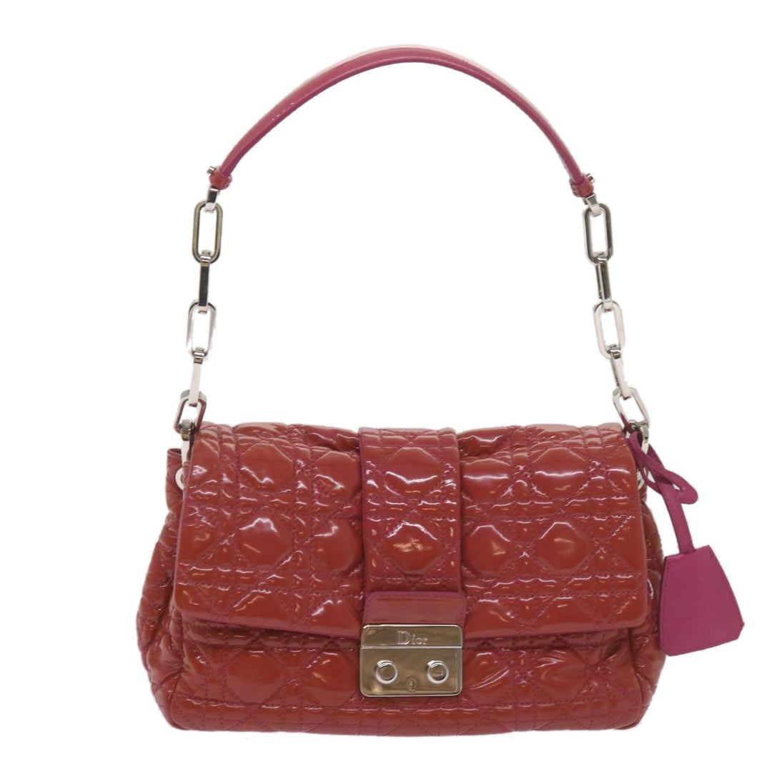 CHRISTIAN Top quality Dior Canage Newlock Shoulder Bag patent Red Auth hk1131