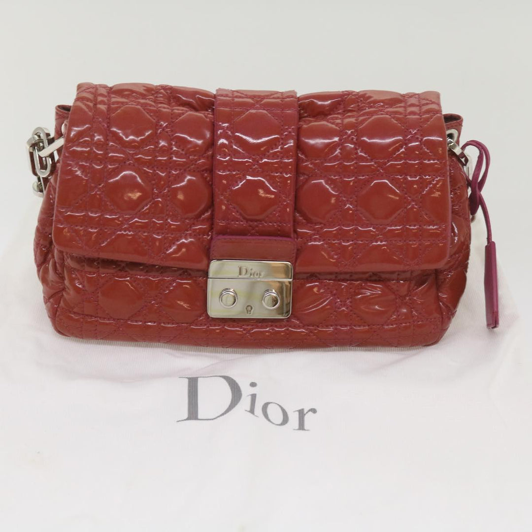 CHRISTIAN Top quality Dior Canage Newlock Shoulder Bag patent Red Auth hk1131