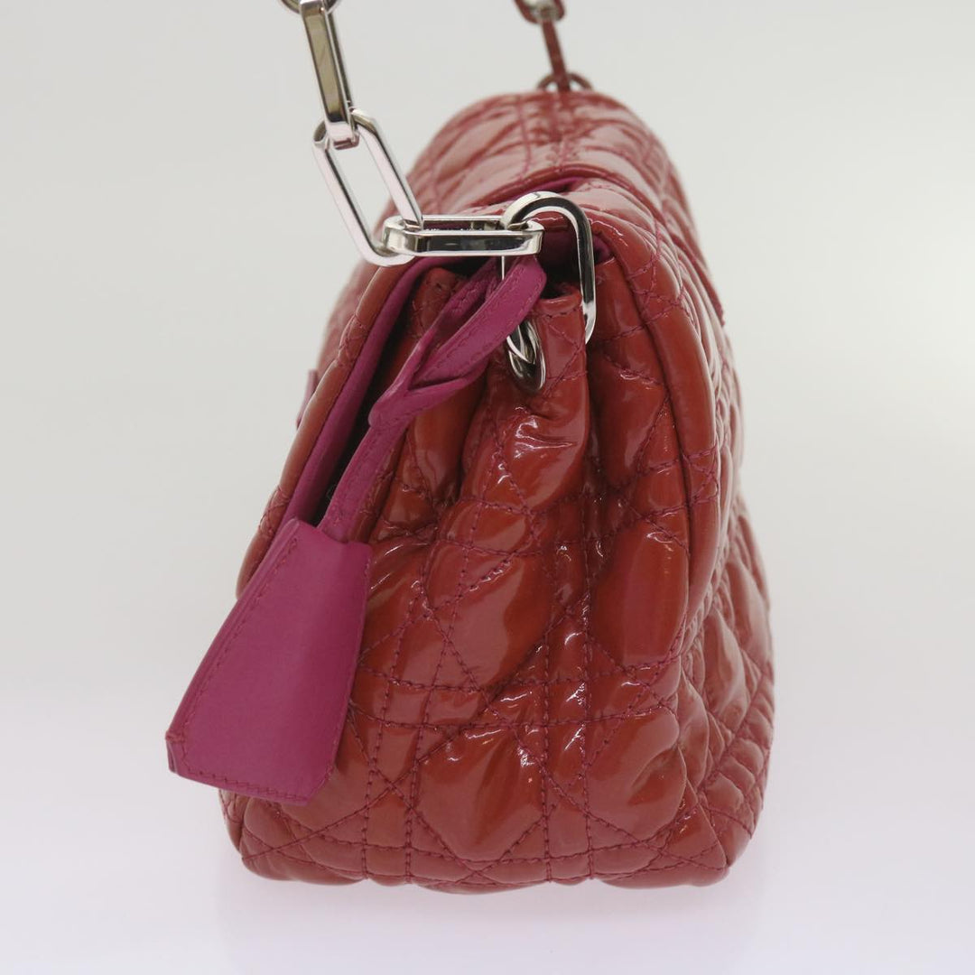 CHRISTIAN Top quality Dior Canage Newlock Shoulder Bag patent Red Auth hk1131