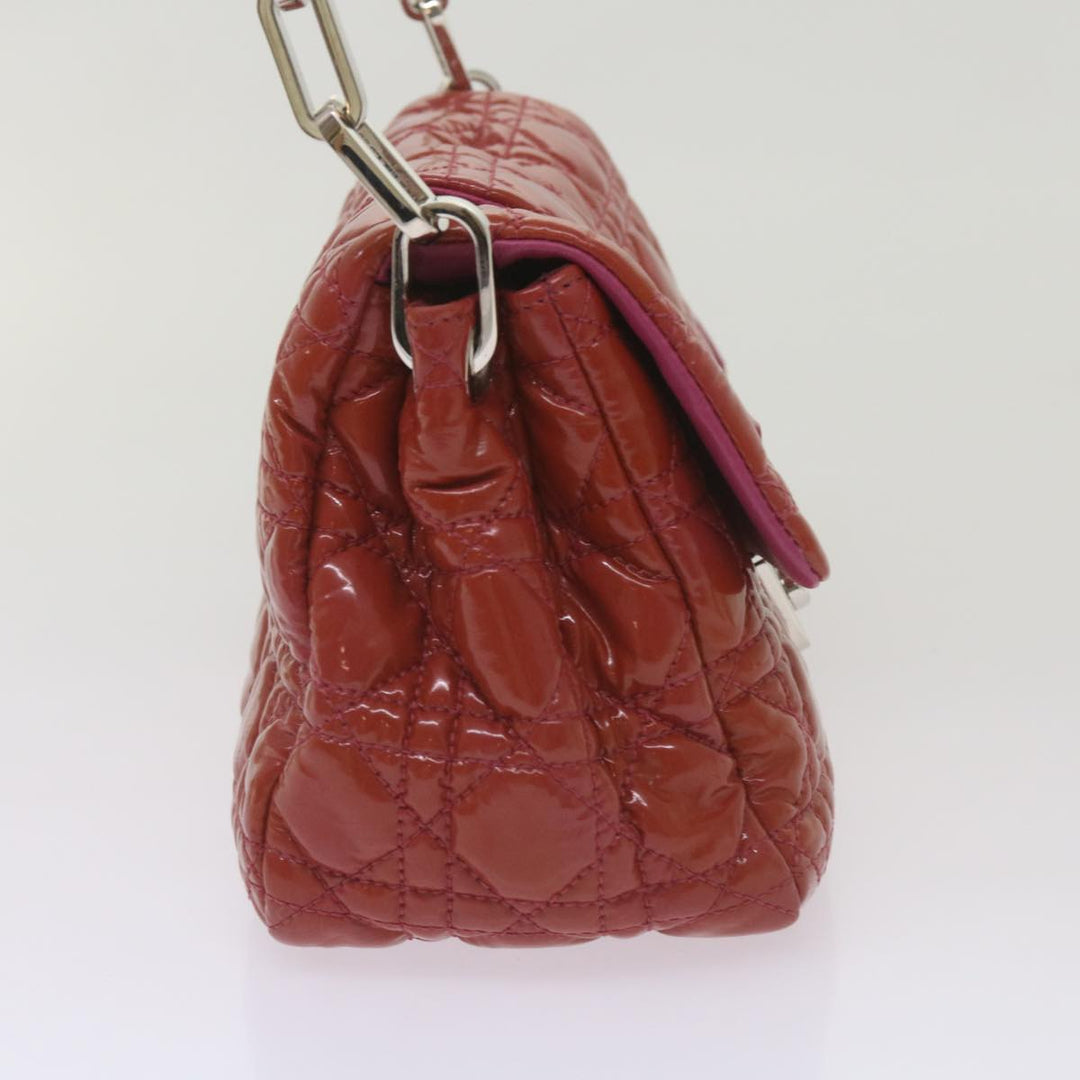 CHRISTIAN Top quality Dior Canage Newlock Shoulder Bag patent Red Auth hk1131
