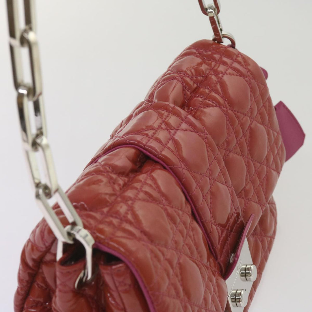 CHRISTIAN Top quality Dior Canage Newlock Shoulder Bag patent Red Auth hk1131