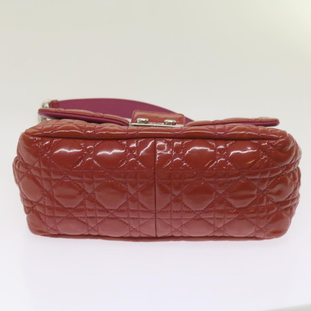 CHRISTIAN Top quality Dior Canage Newlock Shoulder Bag patent Red Auth hk1131