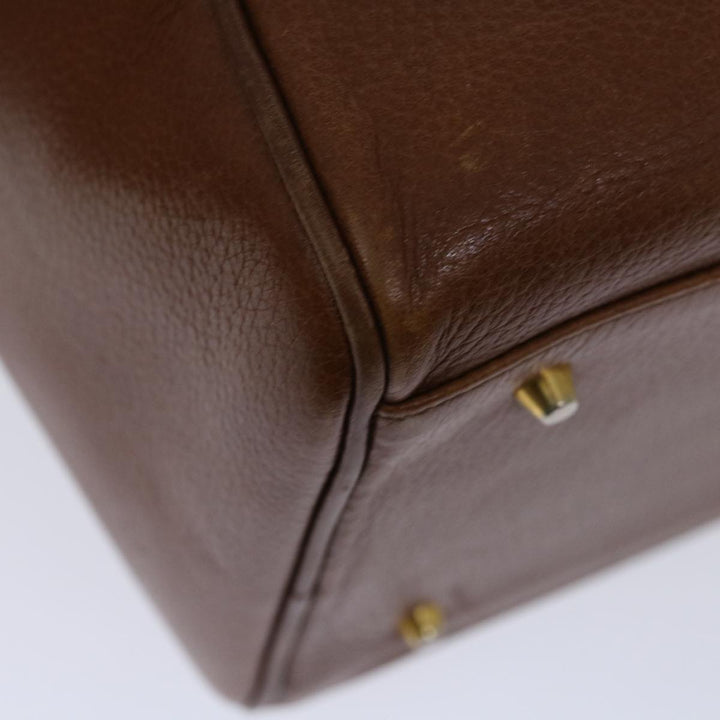 BURBERRYSs Boston Bag Leather Brown Auth hk1146