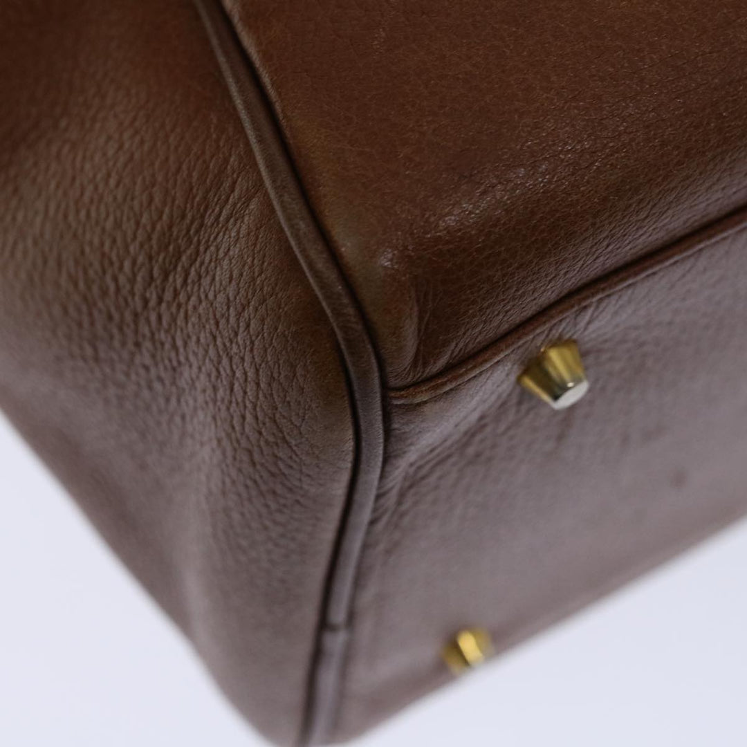 BURBERRYSs Boston Bag Leather Brown Auth hk1146