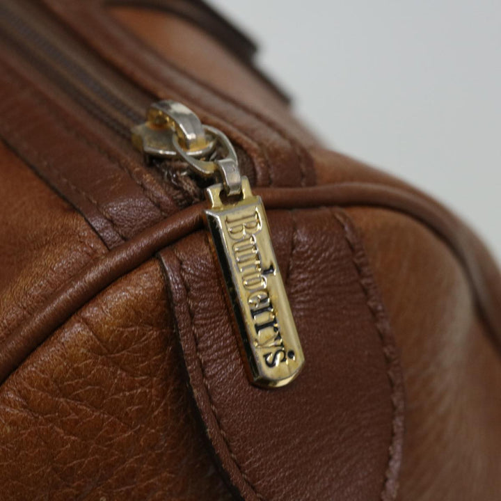 BURBERRYSs Boston Bag Leather Brown Auth hk1146