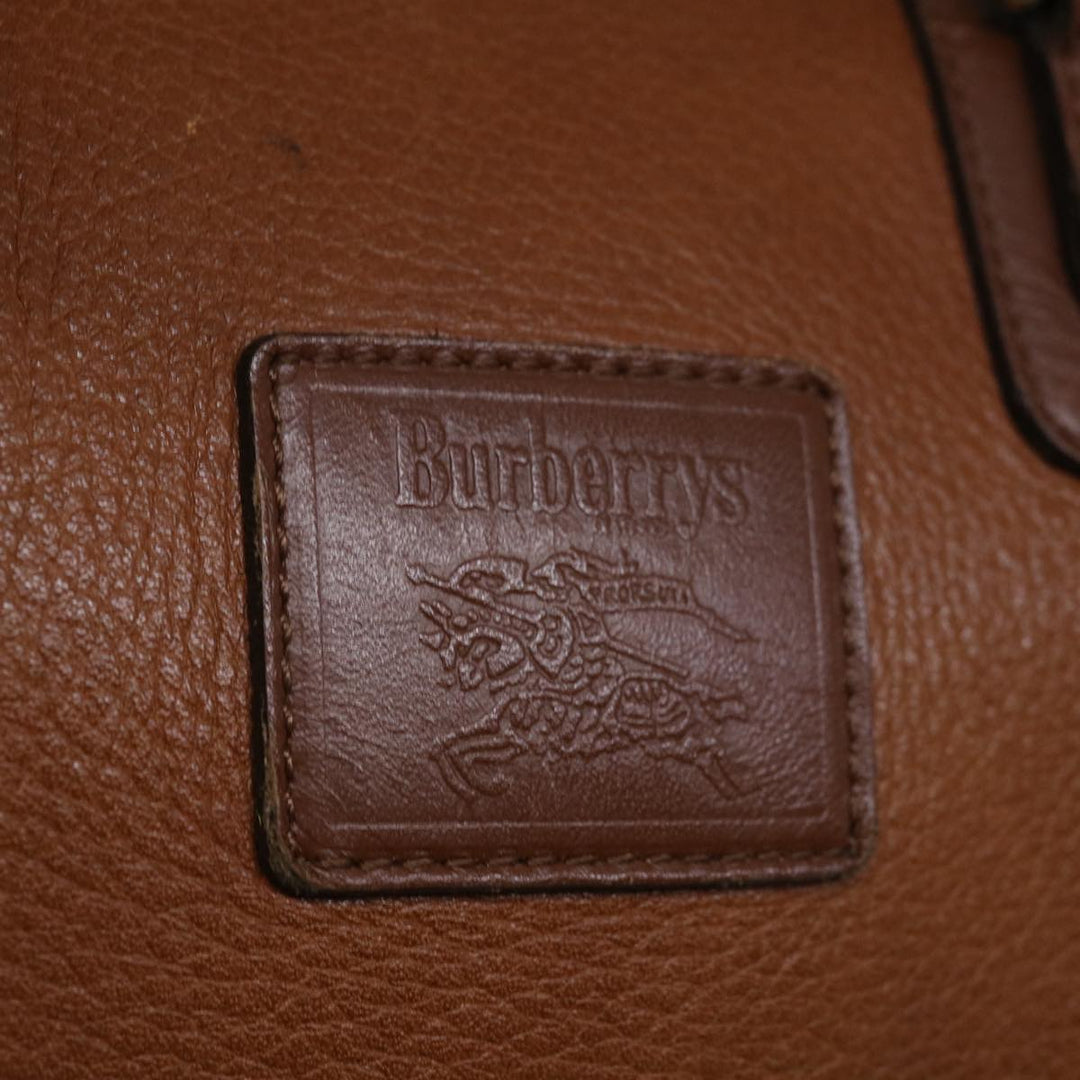 BURBERRYSs Boston Bag Leather Brown Auth hk1146