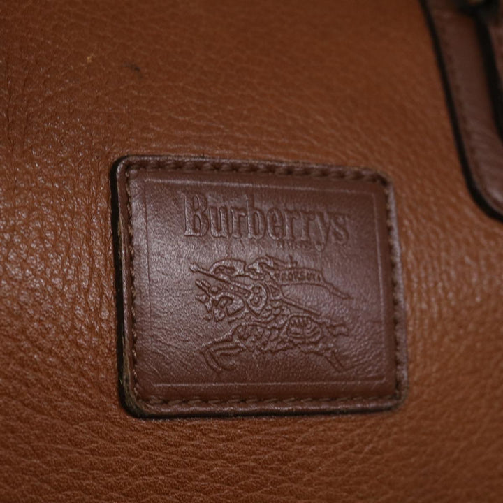 BURBERRYSs Boston Bag Leather Brown Auth hk1146