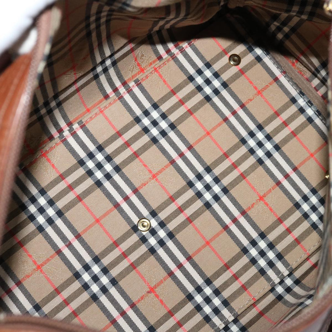 BURBERRYSs Boston Bag Leather Brown Auth hk1146