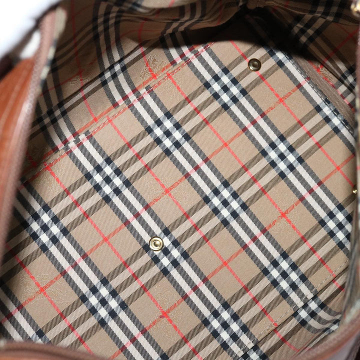 BURBERRYSs Boston Bag Leather Brown Auth hk1146