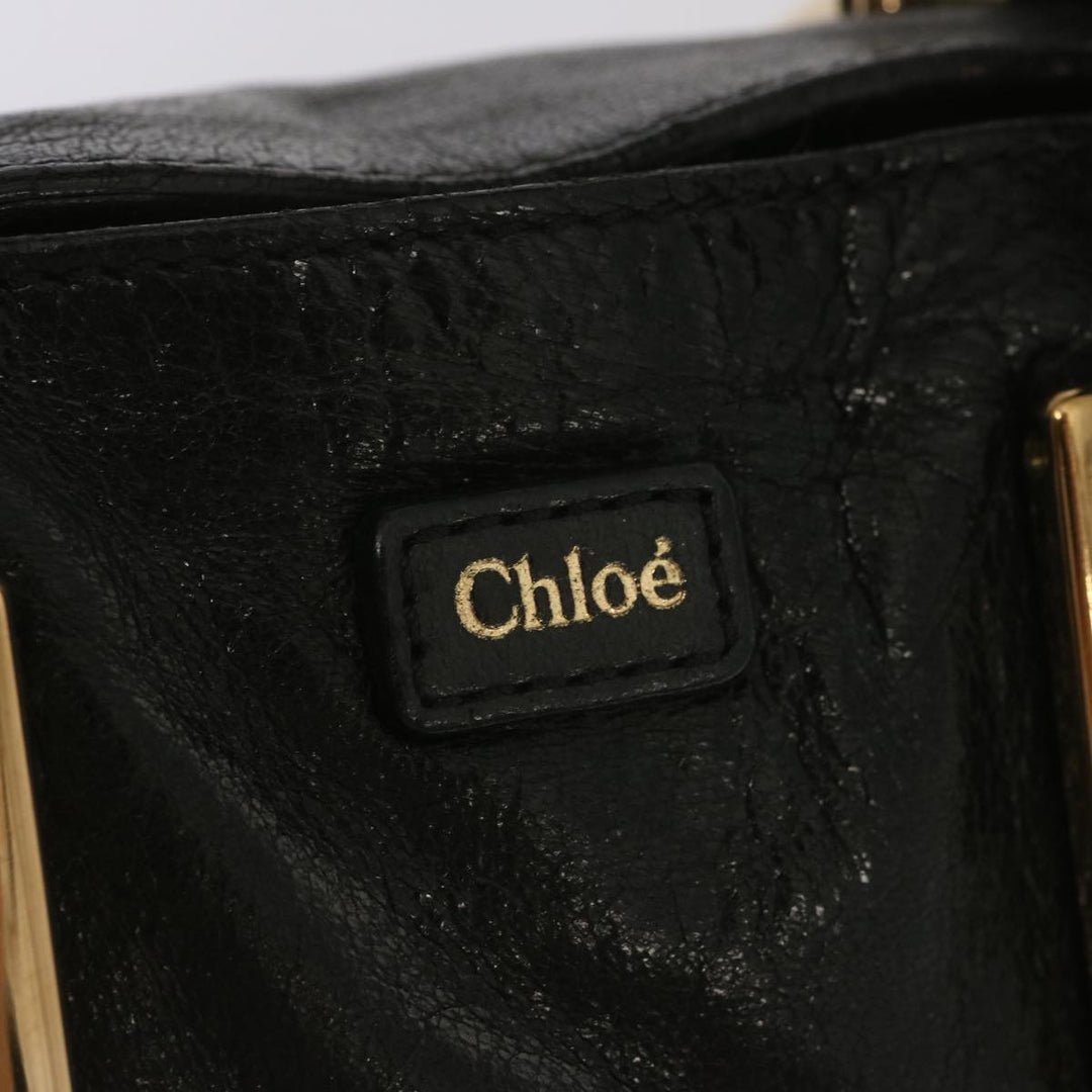 Chloe Etel Hand Bag Leather 2way Black hk1154