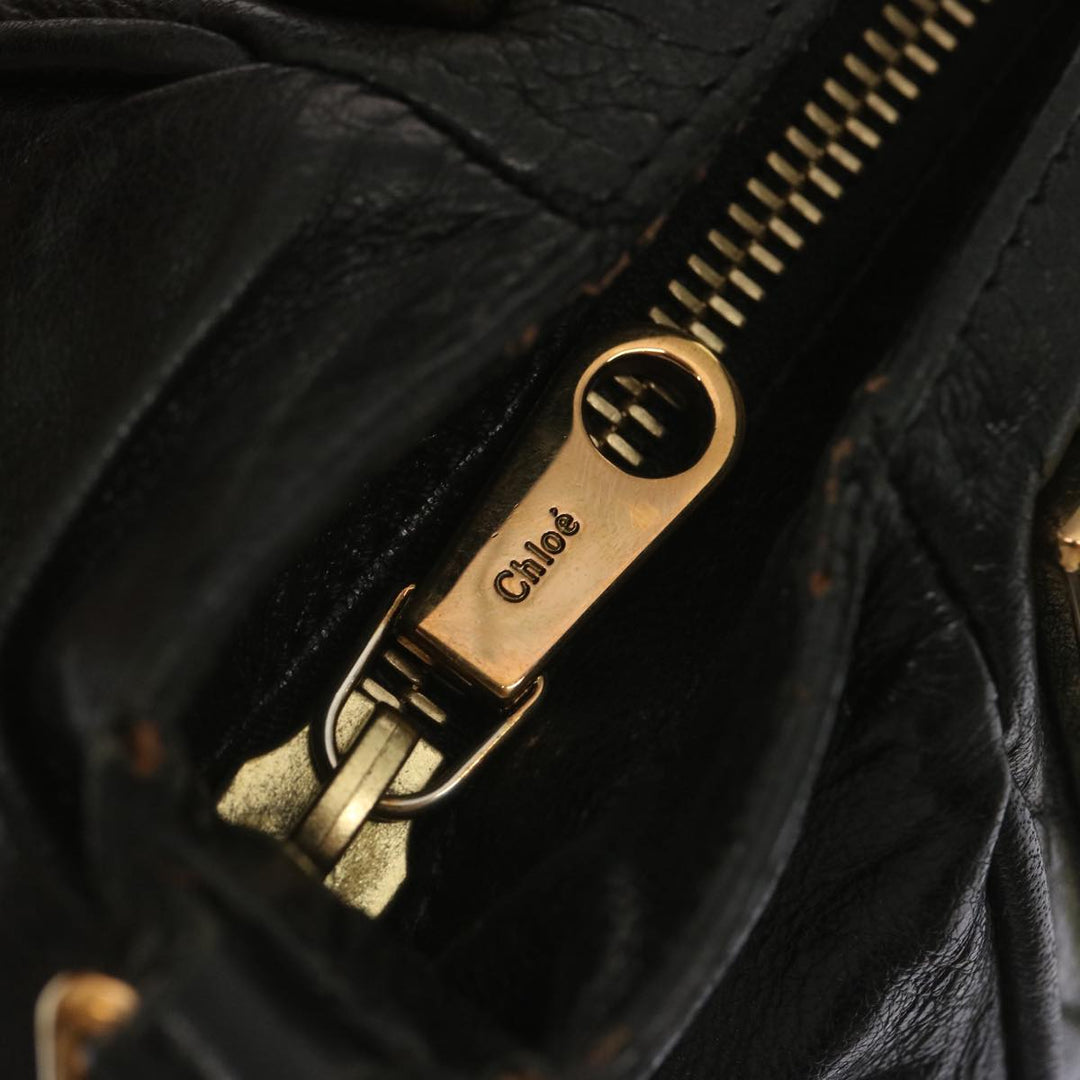 Chloe Etel Hand Bag Leather 2way Black hk1154