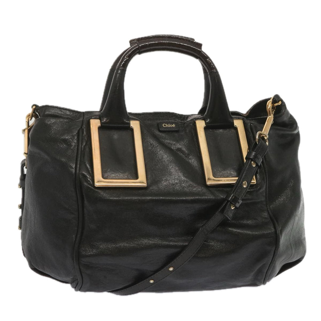 Chloe Etel Hand Bag Leather 2way Black hk1154