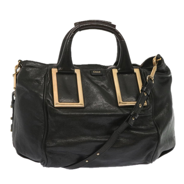 Chloe Etel Hand Bag Leather 2way Black hk1154