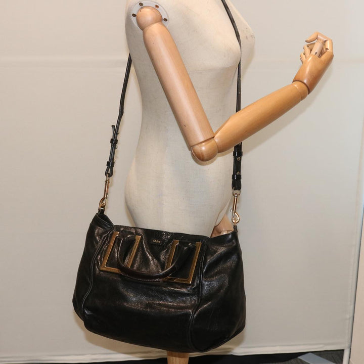 Chloe Etel Hand Bag Leather 2way Black hk1154