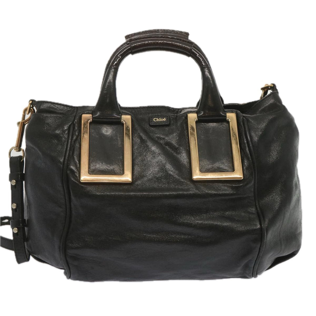 Chloe Etel Hand Bag Leather 2way Black hk1154