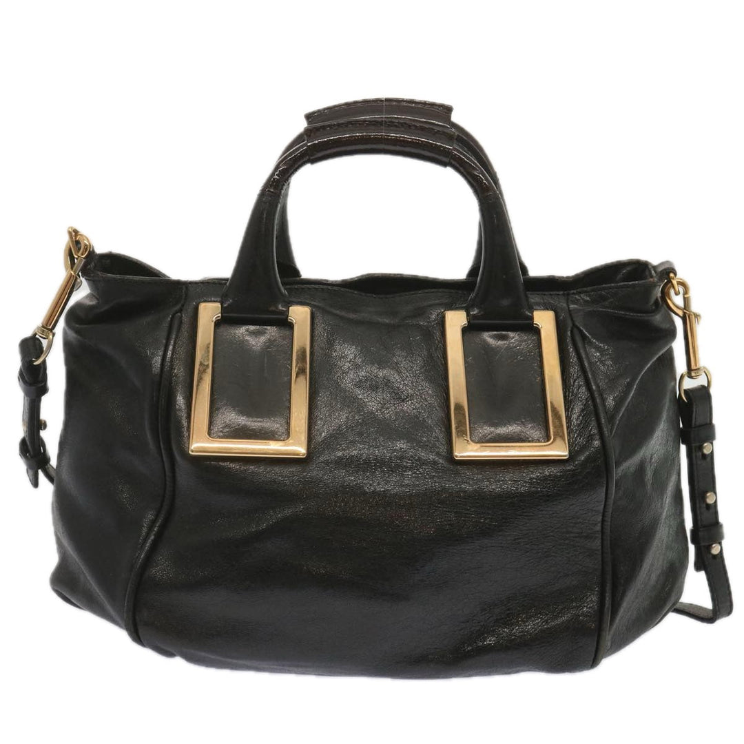 Chloe Etel Hand Bag Leather 2way Black hk1154