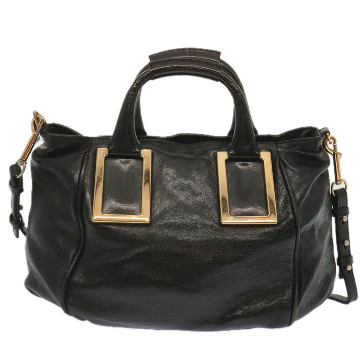 Chloe Etel Hand Bag Leather 2way Black hk1154