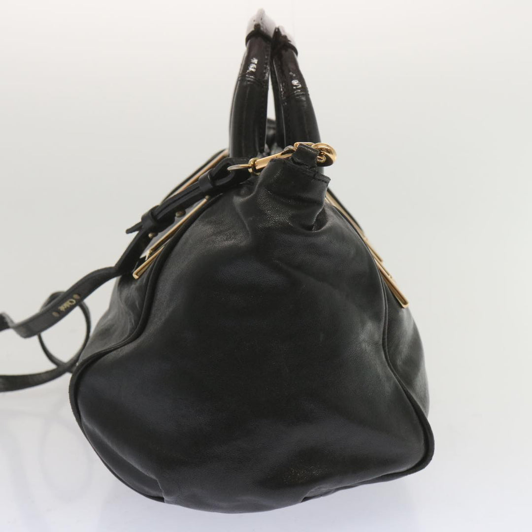 Chloe Etel Hand Bag Leather 2way Black hk1154
