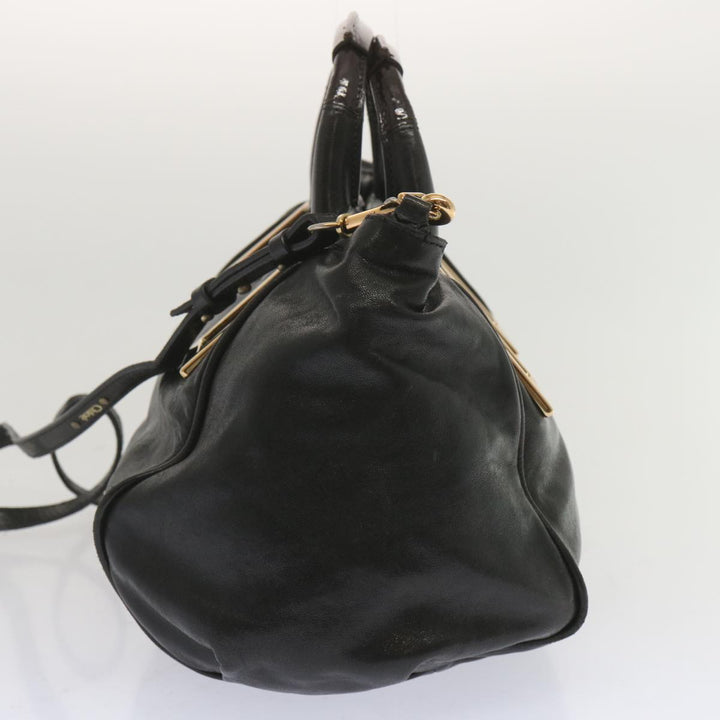 Chloe Etel Hand Bag Leather 2way Black hk1154