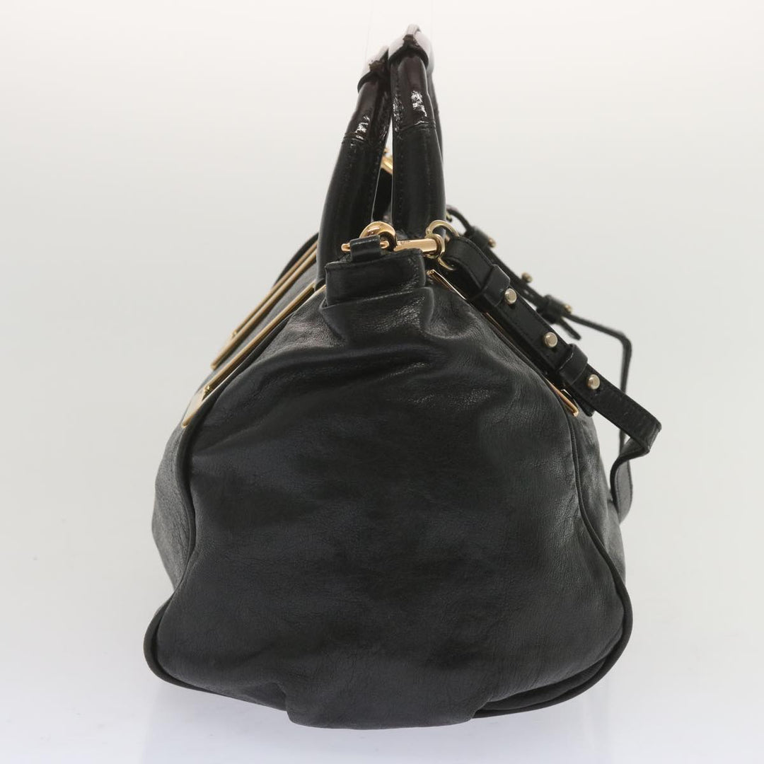 Chloe Etel Hand Bag Leather 2way Black hk1154