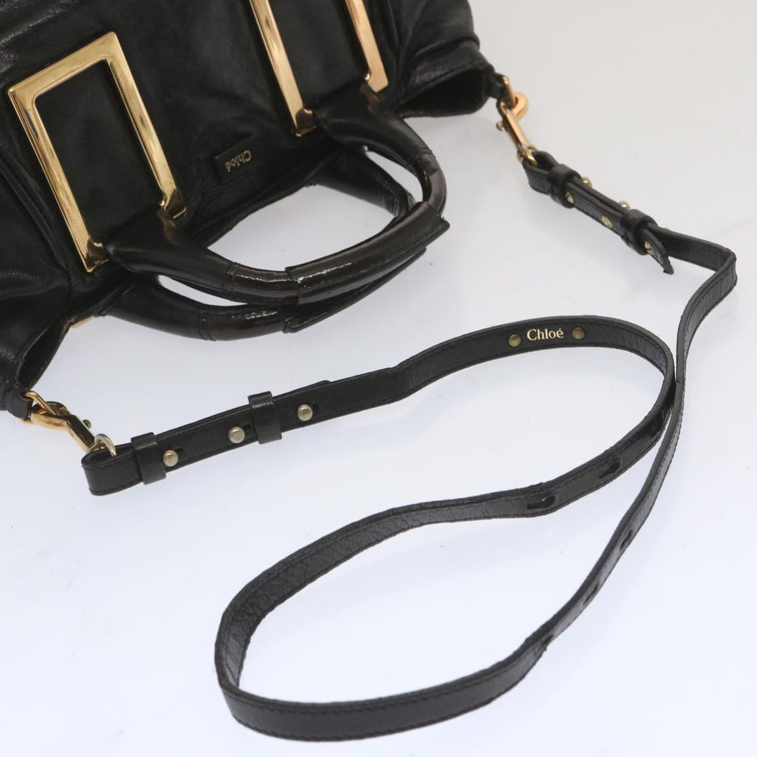 Chloe Etel Hand Bag Leather 2way Black hk1154