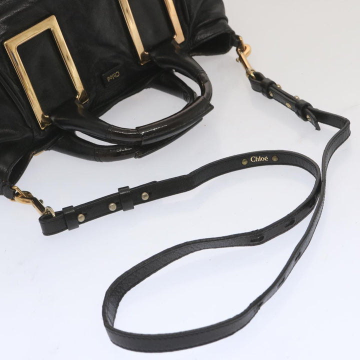 Chloe Etel Hand Bag Leather 2way Black hk1154