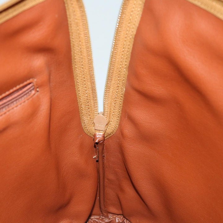 CHRISTIAN Top quality Dior Shoulder Bag Leather Brown Auth hk1183