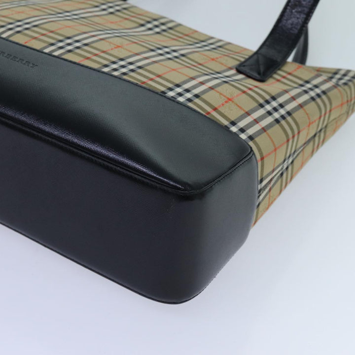Burberry Nova Check Tote Bag Canvas Beige Black Auth hk1203