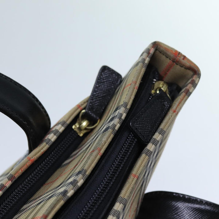 Burberry Nova Check Tote Bag Canvas Beige Black Auth hk1203