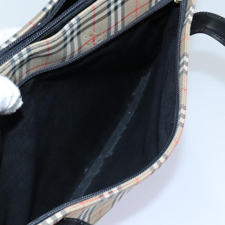 Burberry Nova Check Tote Bag Canvas Beige Black Auth hk1203