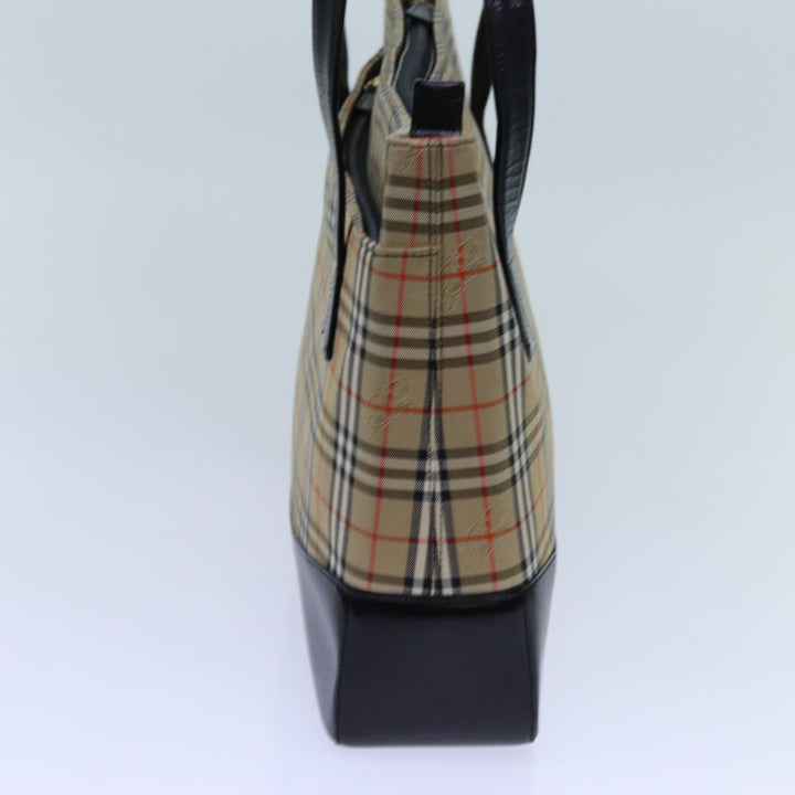 Burberry Nova Check Tote Bag Canvas Beige Black Auth hk1203
