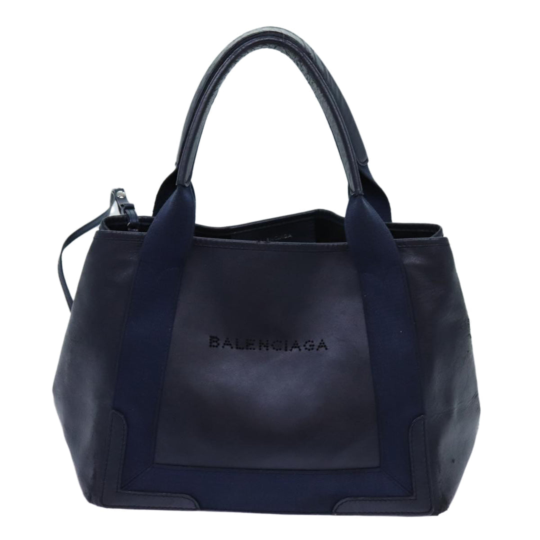 Top Quality Balenciaga Cabas Hand Bag Leather Navy Auth hk1228