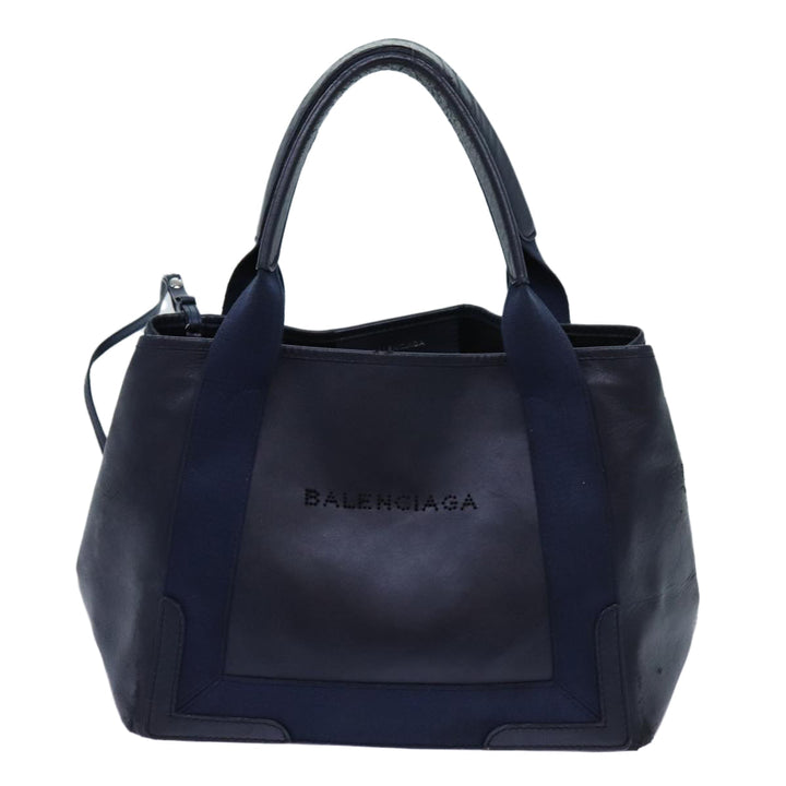 Top Quality Balenciaga Cabas Hand Bag Leather Navy Auth hk1228
