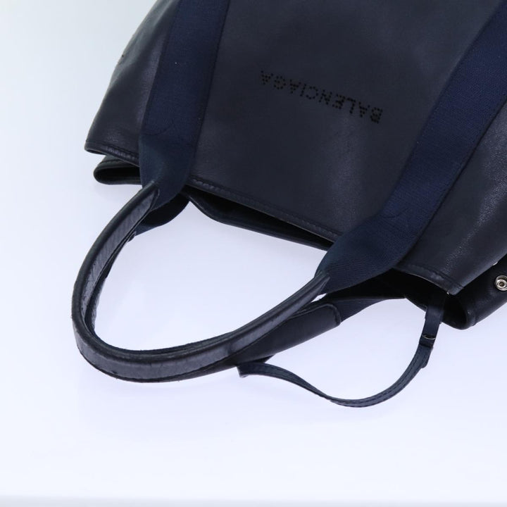Top Quality Balenciaga Cabas Hand Bag Leather Navy Auth hk1228