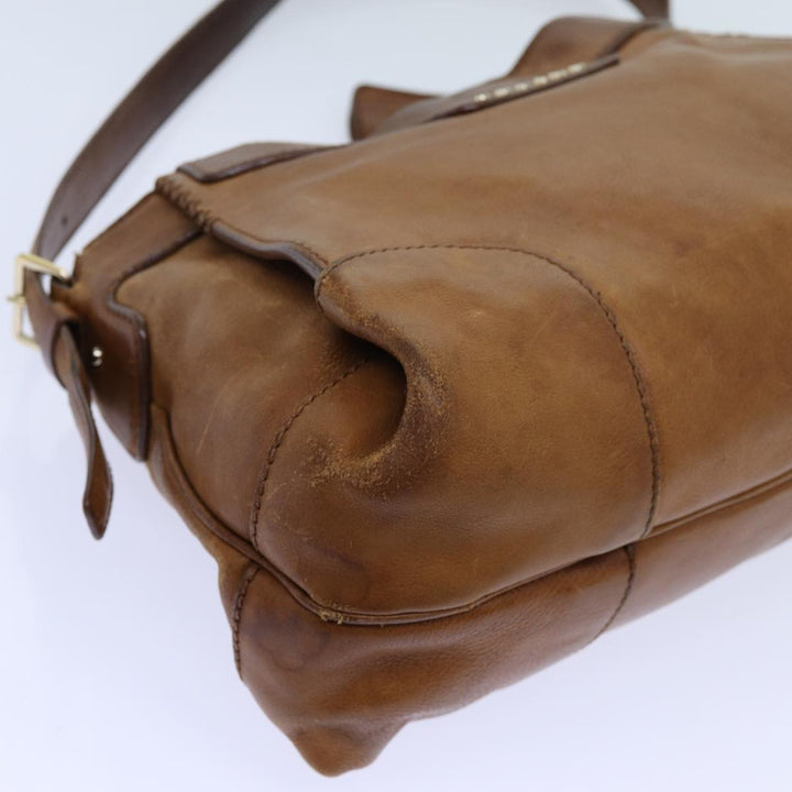 Celine Shoulder Bag Leather Brown  hk1239