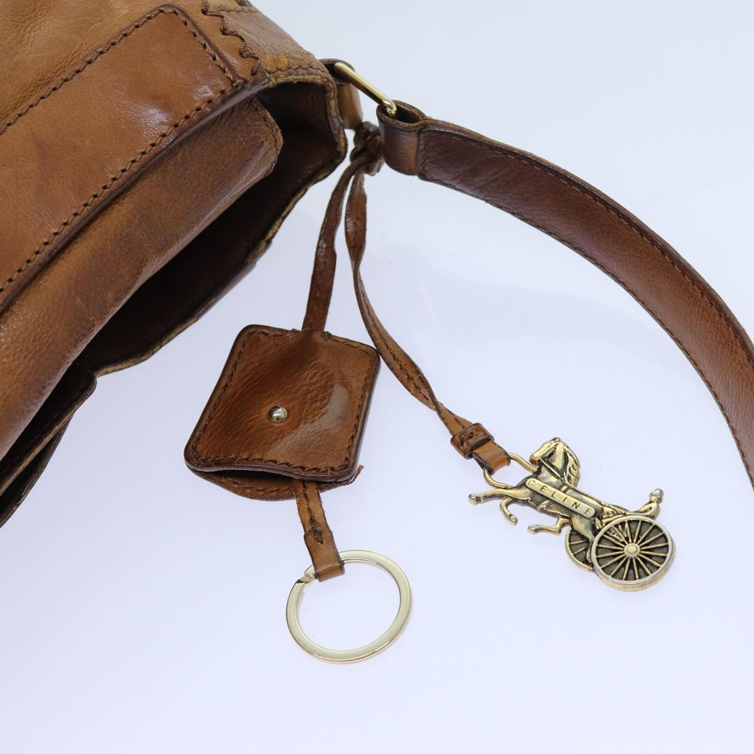 Celine Shoulder Bag Leather Brown  hk1239